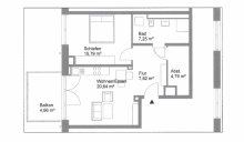 Grundriss Moderne 2-Zimmer Wohnung mit gro�en Balkon und Stellplatz