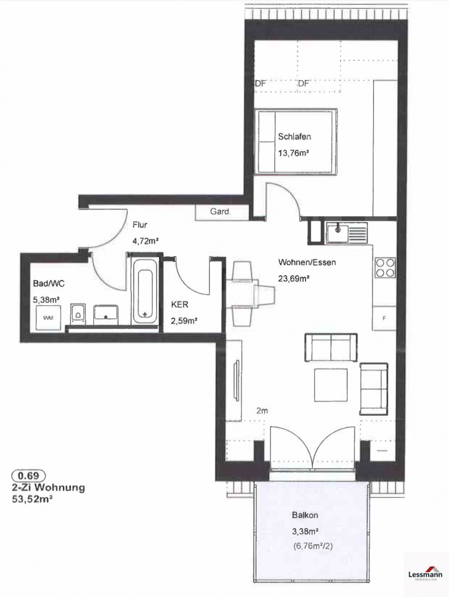 Grundriss WHG69 Etagenwohnung Bamberg