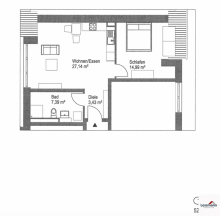 Grundriss Ihr neues Zuhause: Moderne 2-Zimmer-Wohnung im 2. Obergeschoss