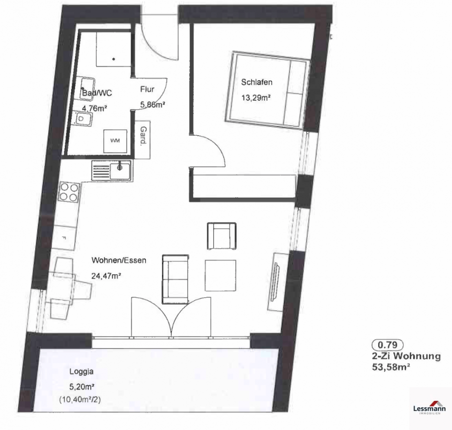 Grundriss Dachgeschosswohnung Bamberg